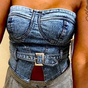 Denim acid wash sleeveless corset-New WITHOUT TAGS